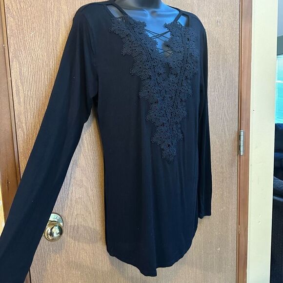 Hippie Chic Long Sleeve black shirt women size L - Picture 5 of 12